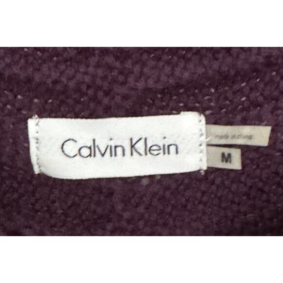 Calvin Klein Womens Medium Dress Purple Short Sleeve Cable Knit Sweater Dress - Picture 2 of 7